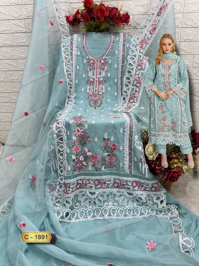 C1891 Rosemeen By Fepic Organza  Embroidery Pakistani Suits Orders In India